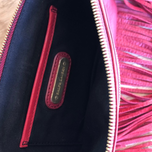 RALPH LAUREN Red Leather Western Southwestern Fringed Wristlet Clutch NEW! RARE! - Picture 11 of 12